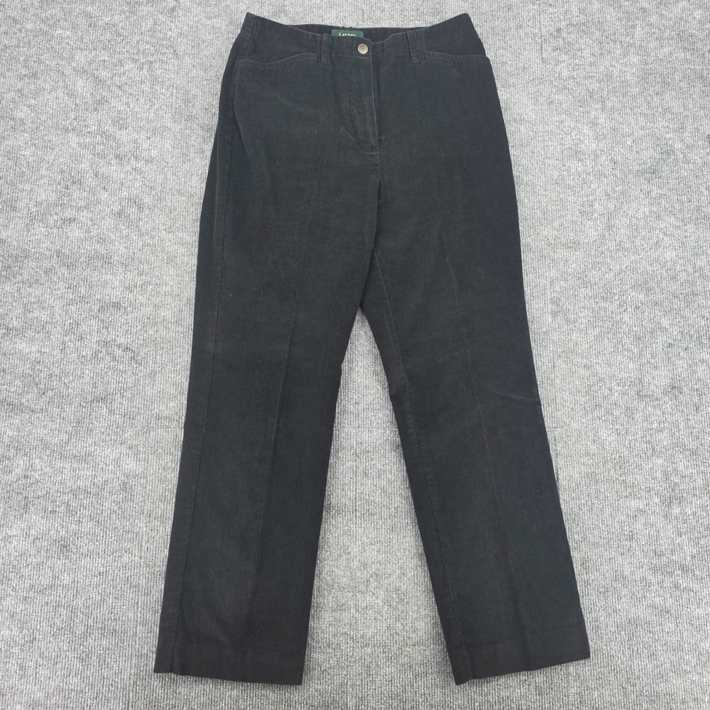 Lauren Ralph Lauren Black Corduroy Straight Leg Pants Womens Size 8 Cotton